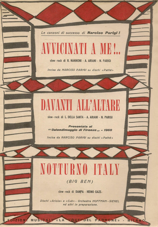 AVVICINATI A ME- DAVANTI ALL'ALTARE- NOTTURNO ITALY - SPARTITO-SHEET MUSIC