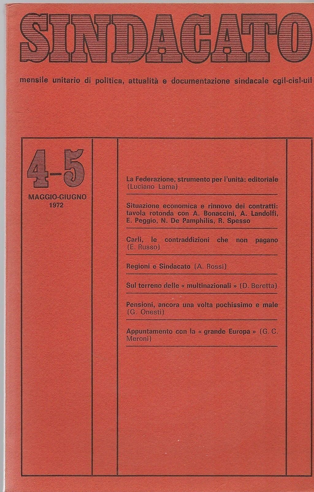 SINDACATO - MAGGIO/GIUGNO 1972