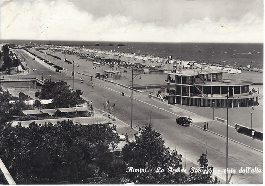 RIMINI - LA GRANDE SPIAGGIA - VISTA DALL'ALTO - V 1955 