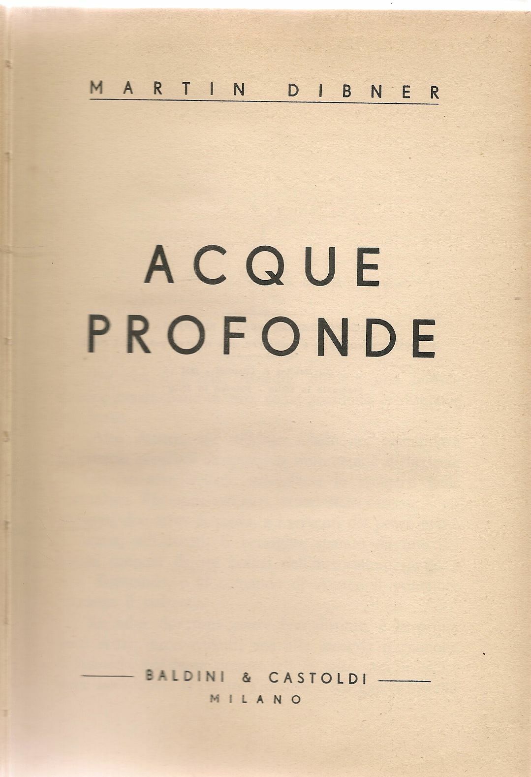 ACQUE PROFONDE - MARTIN DIBNER