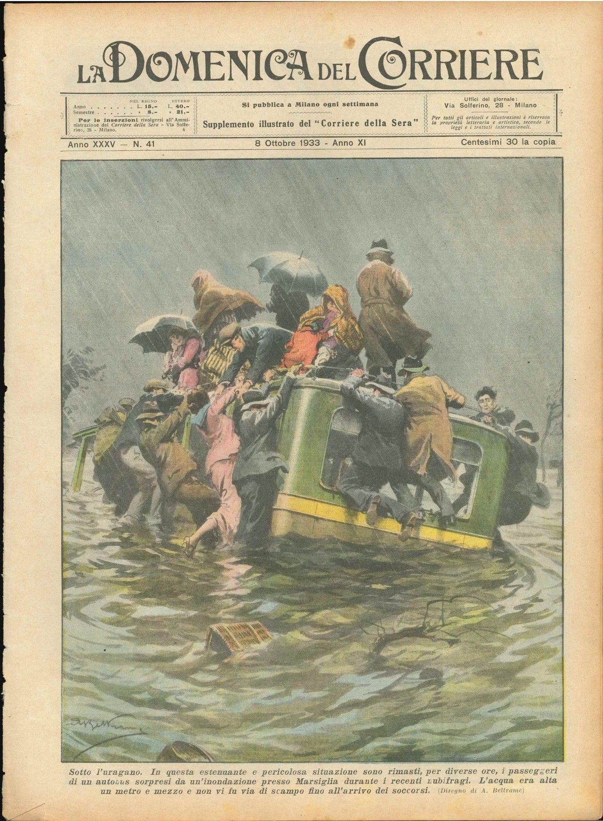 DOMENICA DEL CORRIERE N 41 - 8 OTTOBRE 1933 - ILL. A. BELTRAME