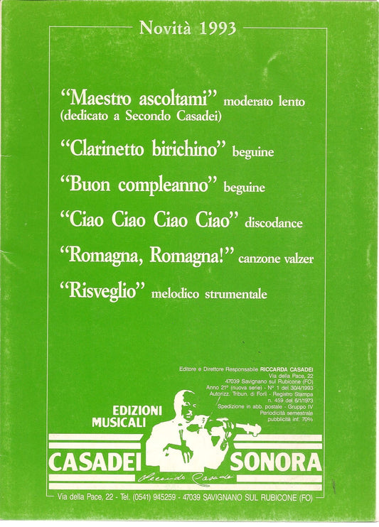MAESTRO ASCOLTAMI-CLARINETTO BIRICHINO-BUON COMPLEANNO-SPARTITO-SHEET MUSIC