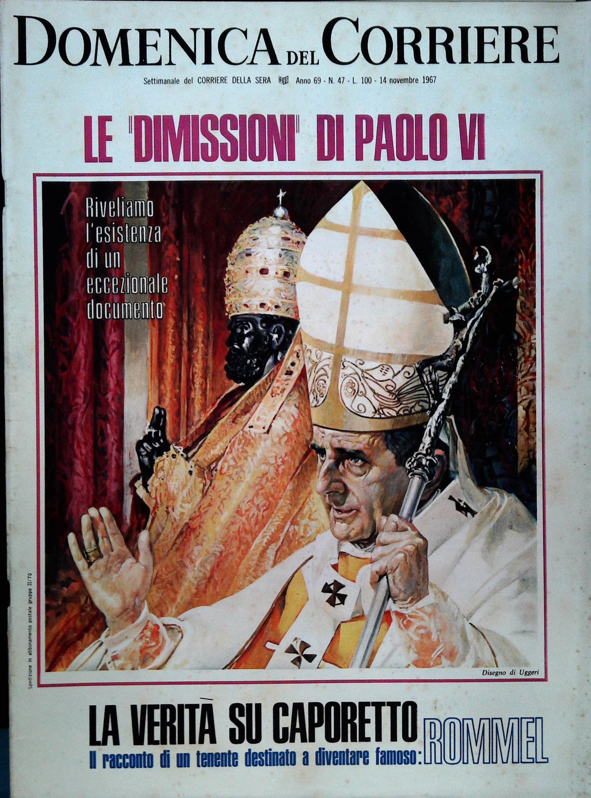 DOMENICADEL CORRIERE 14 NOVEMBRE 1967 - PAOLO VI - VERITA' SU CAPORETTO