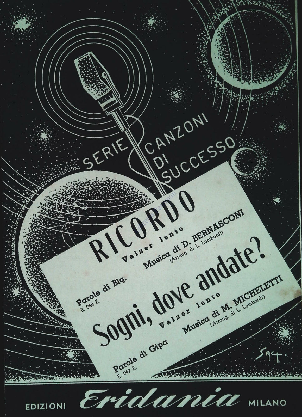 RICORDO. vakzer lento-SOGNI DOVE ANDATE? valzer lento -SPARTITO-SHEET MUSIC