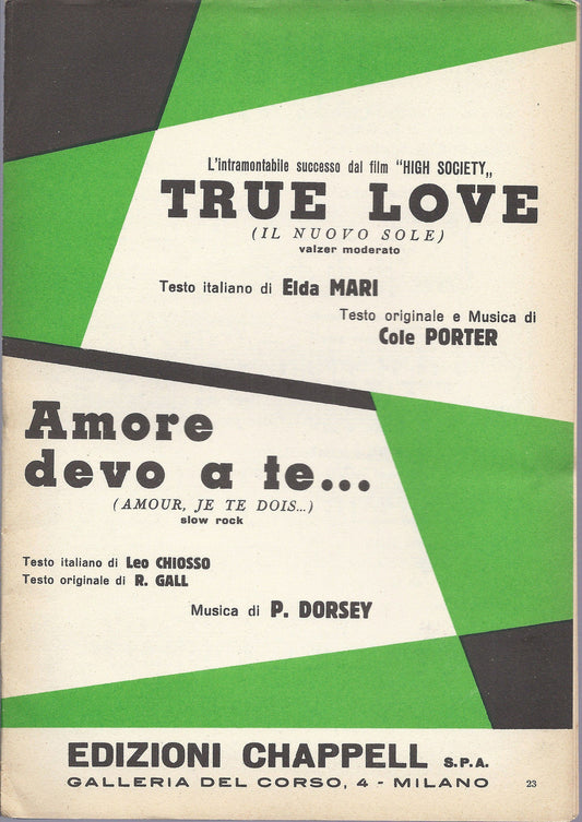 TRUE LOVE   Cole Porter - AMORE DEVO A TE ( Amour je te dois ) Dorsey # SPARTITO