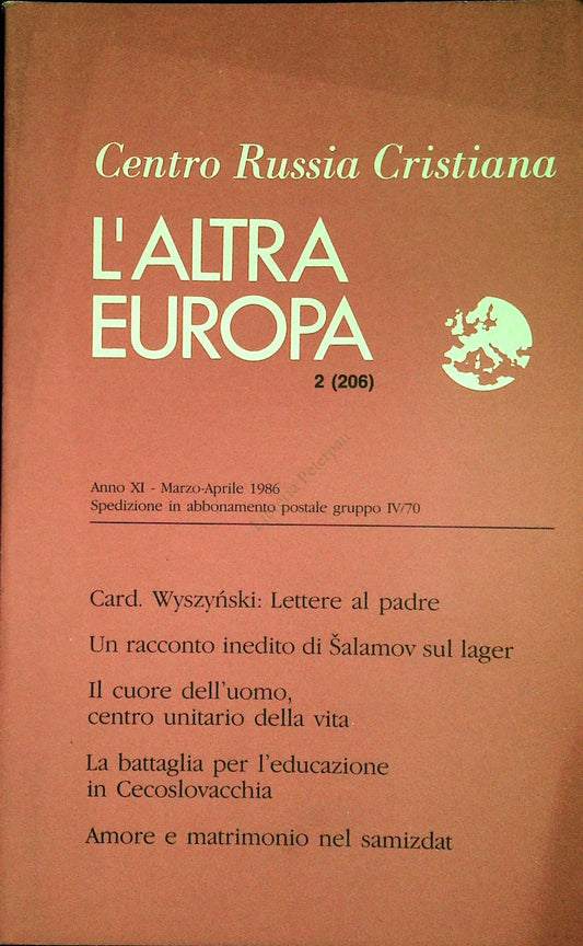 L'ALTRA EUROPA N. 206 - MARZO-APRILE 1986 - CENTRO RUSSIA CRISTIANA