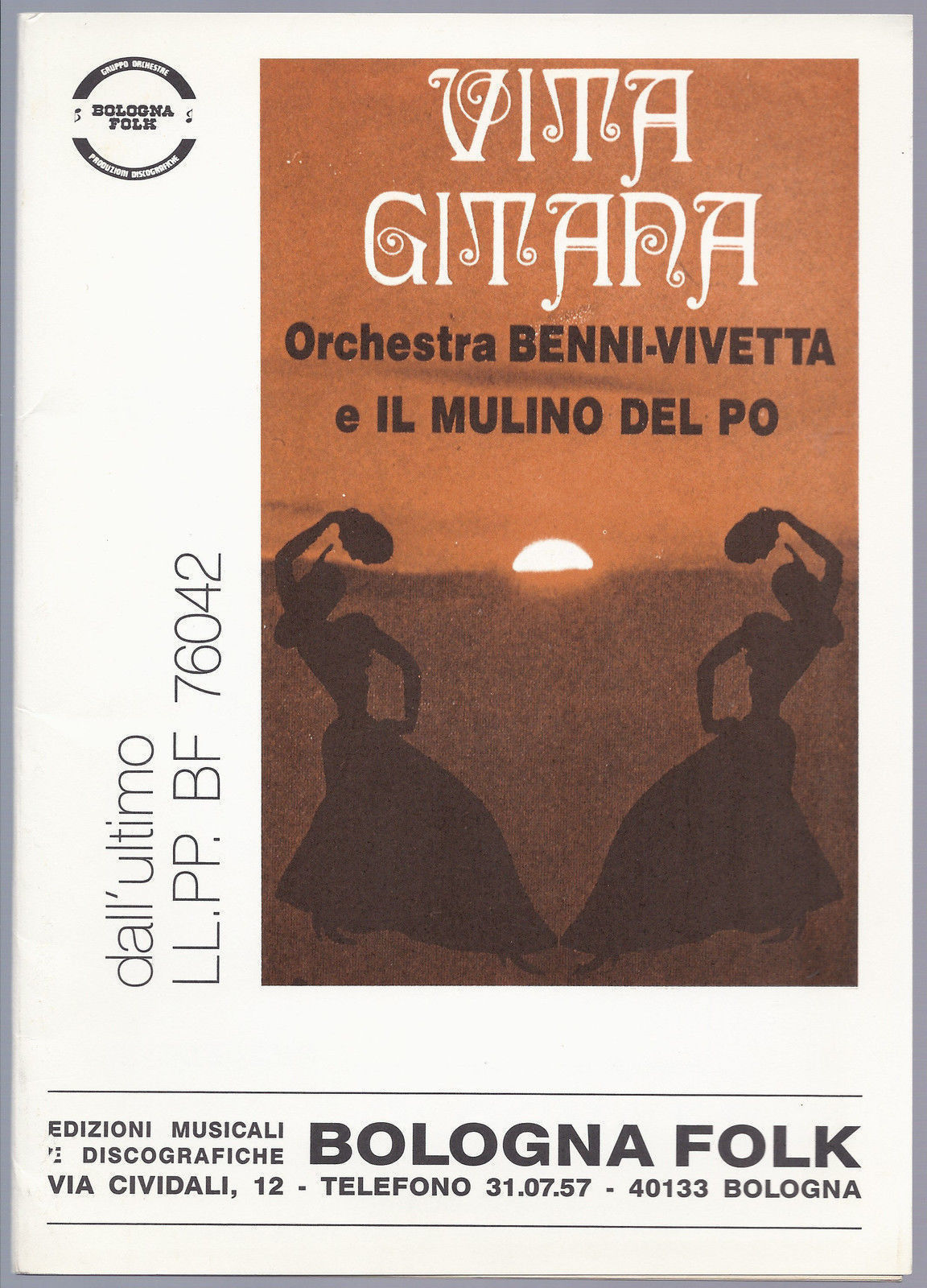 VITA GITANA E ALTRI 9 BRANI DELLE ORC BENNI-VIVETTA, IL MULINO DEL PO # SPARTITO