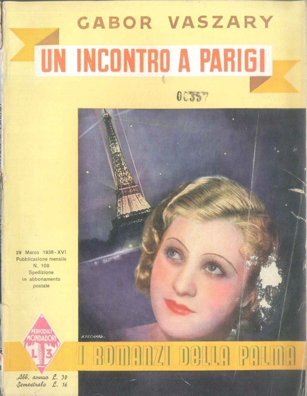 UN INCONTRO A PARIGI - GABOR VASZARY - I ROMANZI DELLA PALMA 1938