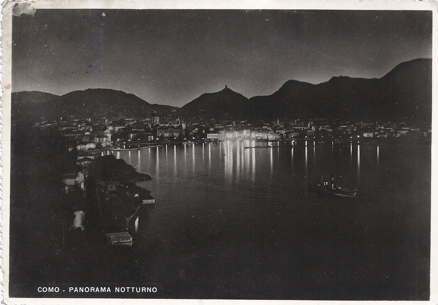 COMO - PANORAMA NOTTURNO - BATTELLO - V 1951