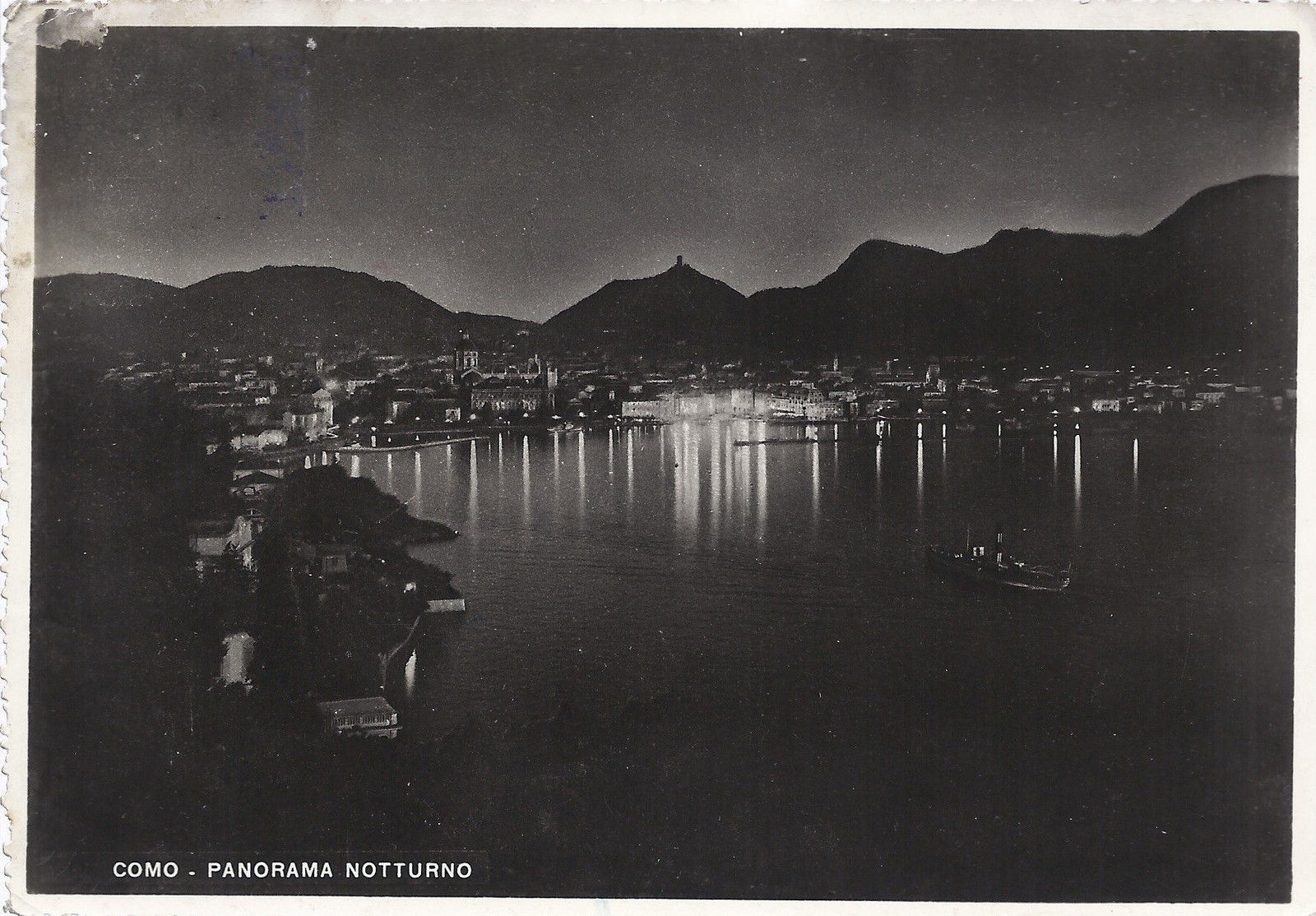 COMO - PANORAMA NOTTURNO - BATTELLO - V 1951