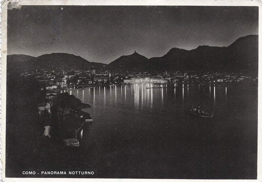 COMO - PANORAMA NOTTURNO - BATTELLO - V 1951