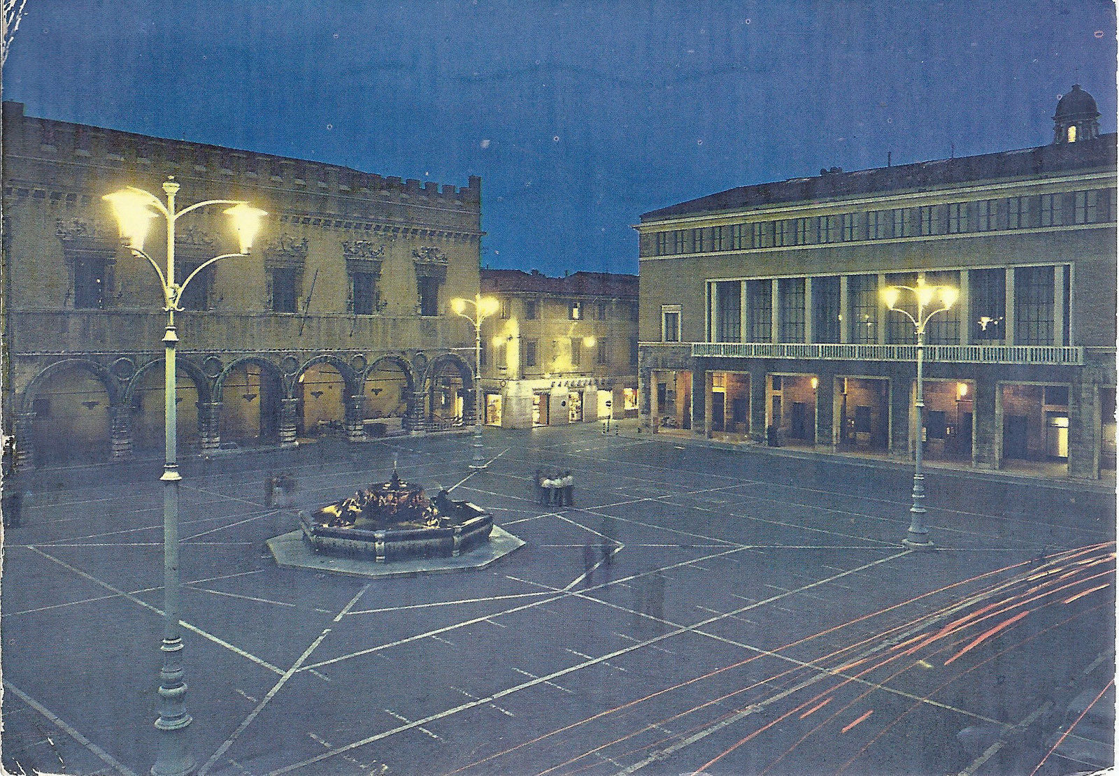 PESARO - PIAZZA DEL POPOLO - V anni '70 - FG - notturno