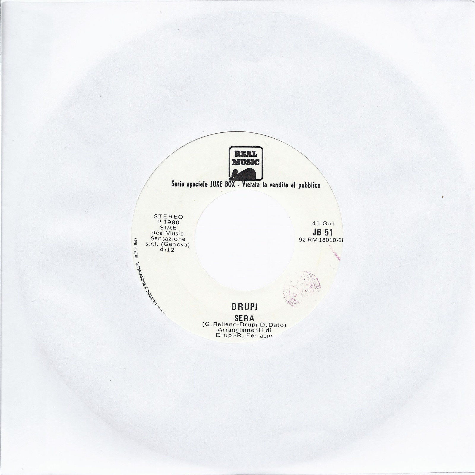 SERA # DRUPI -- GET YOUR MIND MADE UP # CLAUDJA BARRY - Edizione per Juke Box