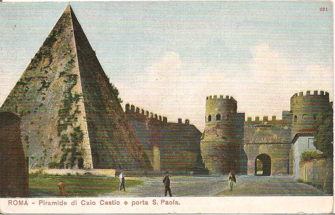 ROMA -PIRAMIDE DI CAIO CESTIO E PORTA S. PAOLA - DISEGNATA -
