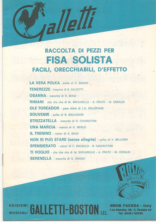 RACCOLTA PER FISA SOLISTA - 13 BRANI - SPARTITO-SHEET MUSIC