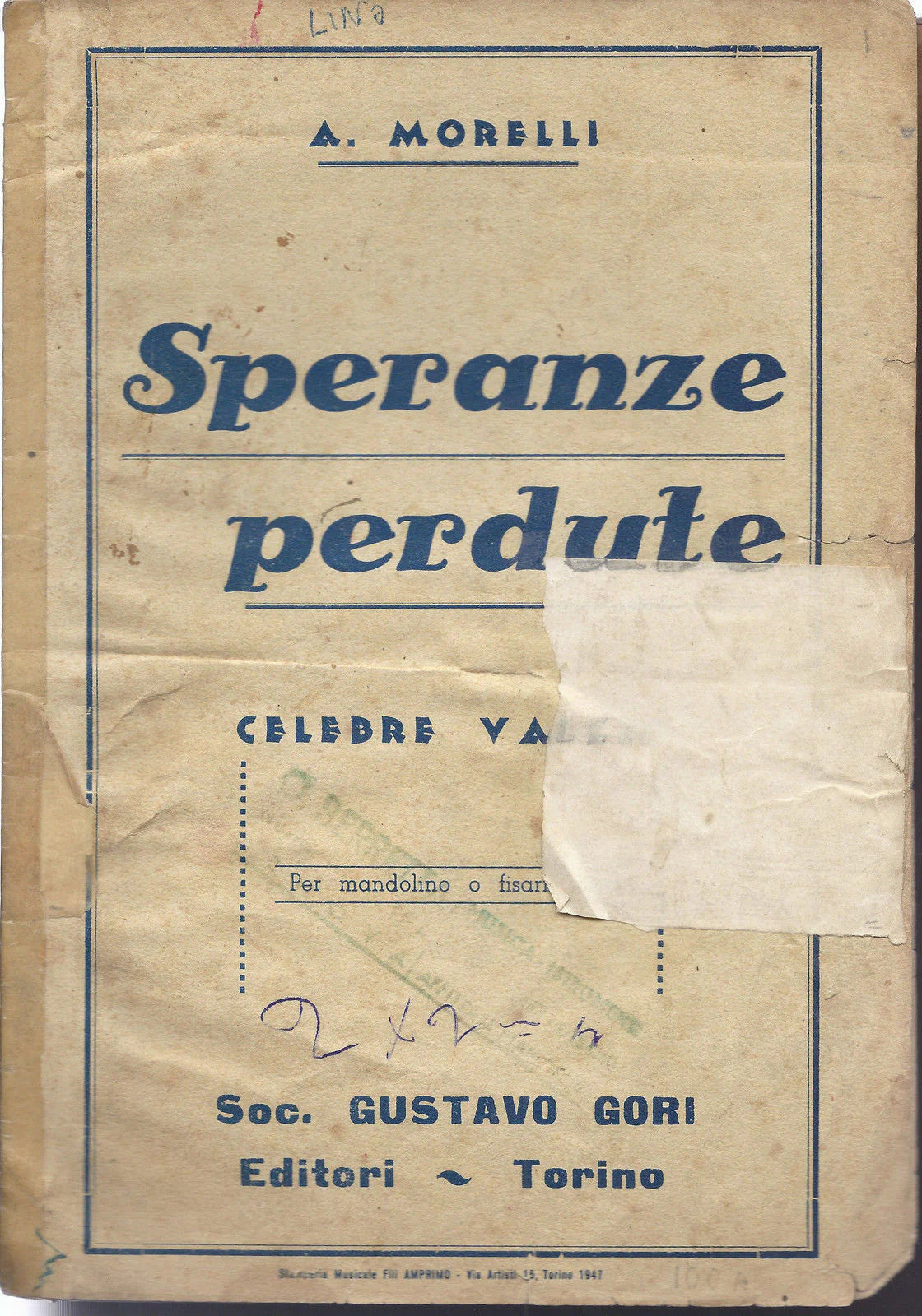 SPERANZE PERDUTE ( A. Morelli ) # SPARTITO