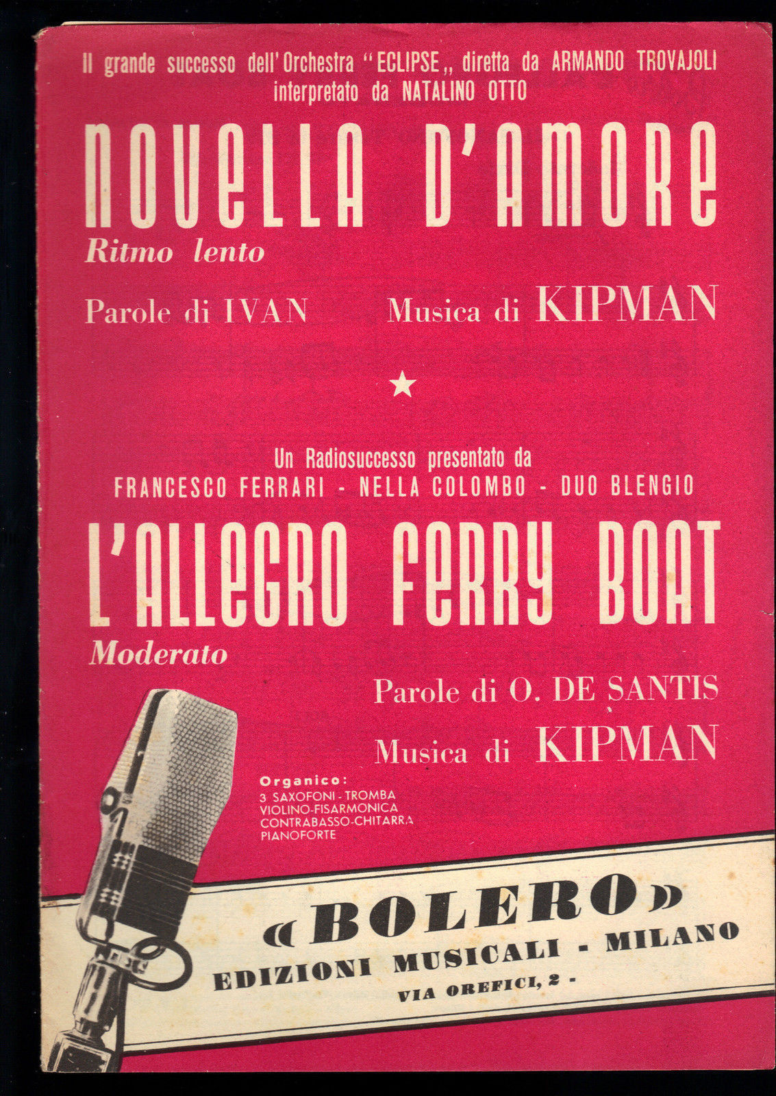 NOVELLA D'AMORE (NATALINO OTTO) - L'ALLEGRO FERRY BOAT # SPARTITO