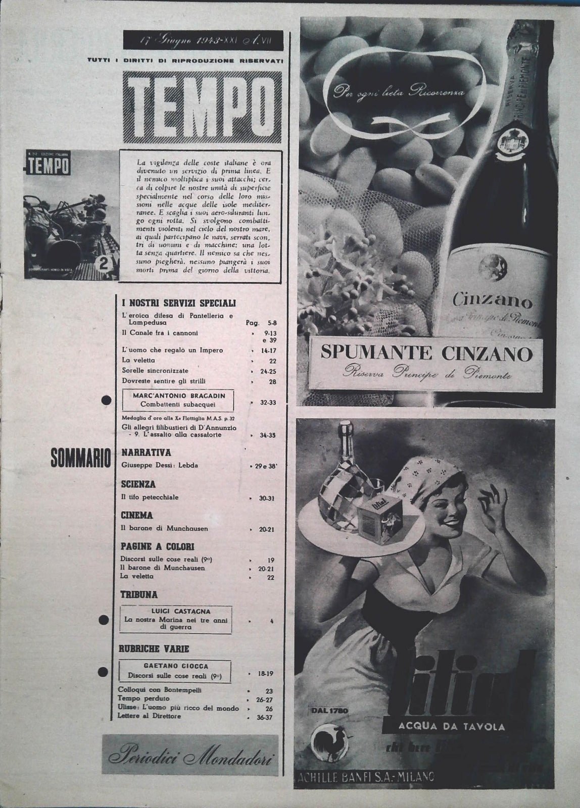 TEMPO M. 212 - 17-24 GIUGNO 1943 - DIFESA DI PANTELLERIA-CANALE PANAMA-X MAS