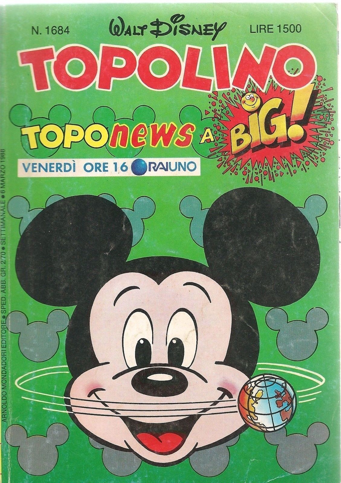 TOPOLINO N° 1684 - 6 MARZO 1988