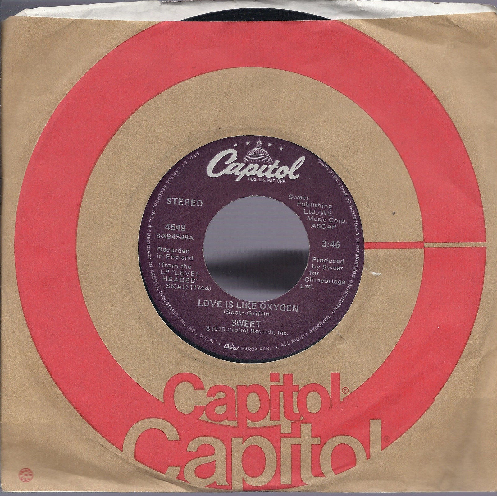 LOVE IS LIKE OXYGEN - COVER GIRL # SWEET (USA 1978)