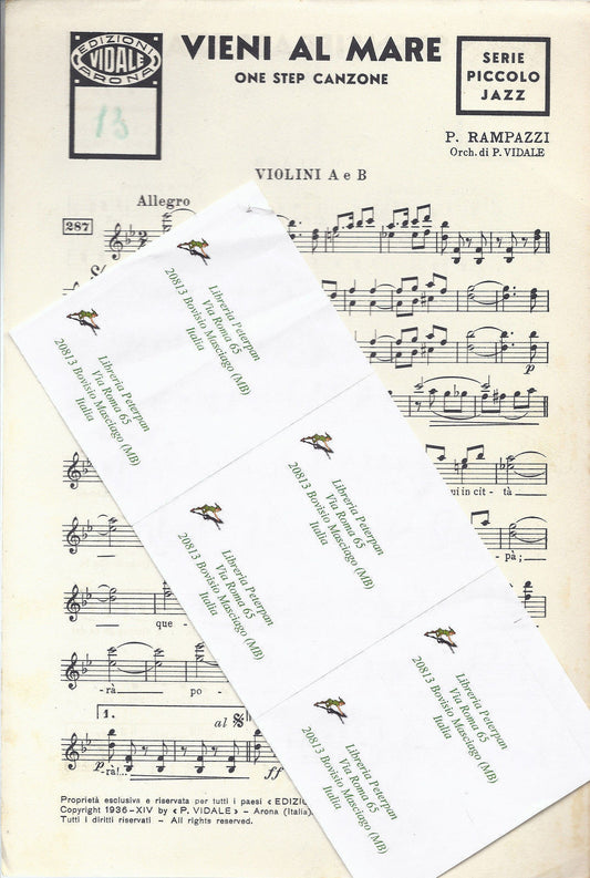 VIENI AL MARE (P. Rampazzi) - SPENSIERATEZZA (A. Candiani)  SPARTITO