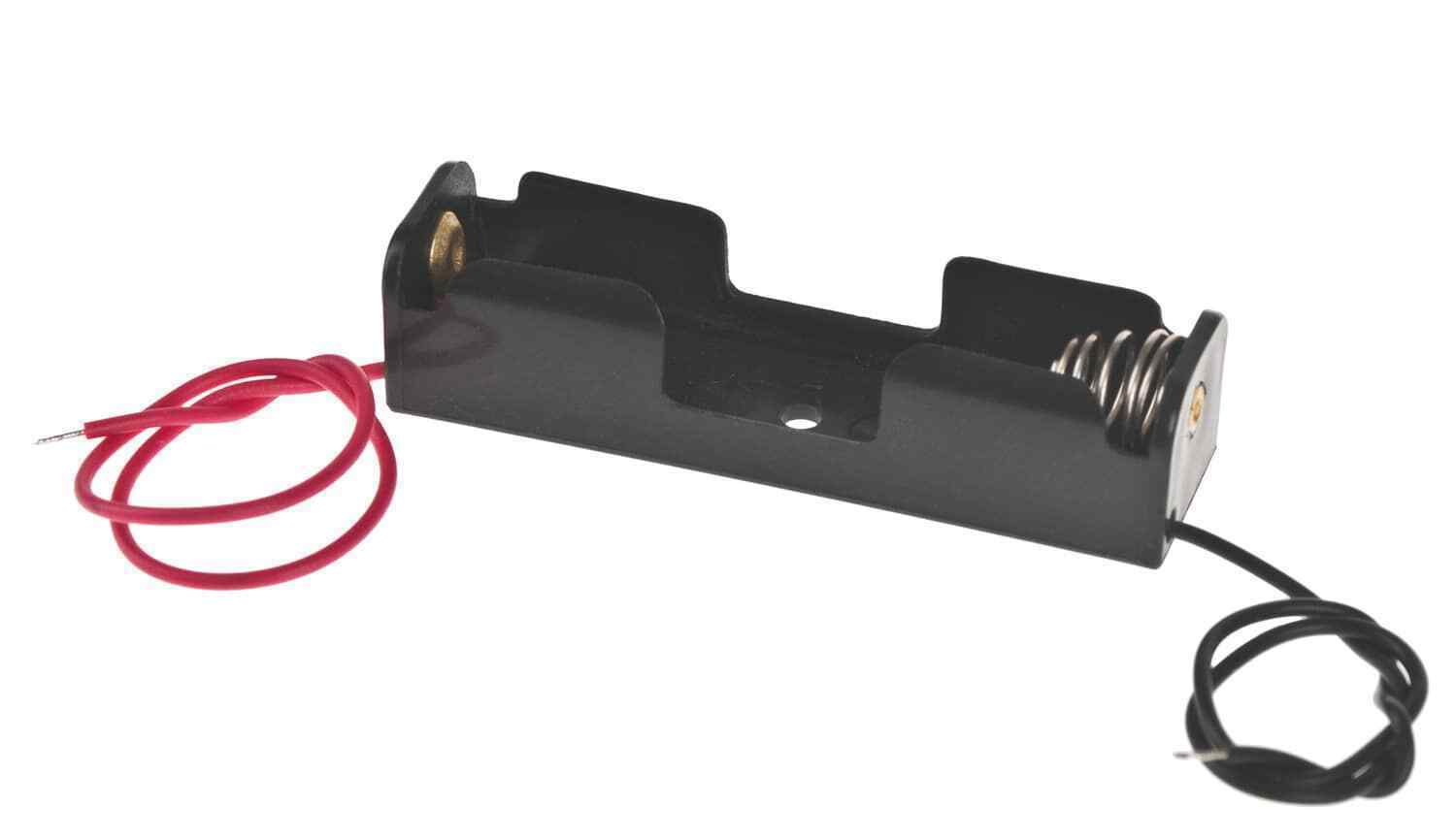 PORTABATTERIE PER 1 PILA AA 1,5V CON FILI - 2 PEZZI