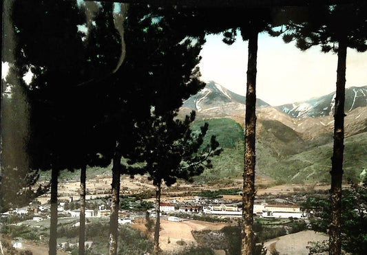AMATRICE-PANORAMA CON VISTA ISTITUTO MASCHILE DON MINOZZI-ACQUARELLATA-V1956