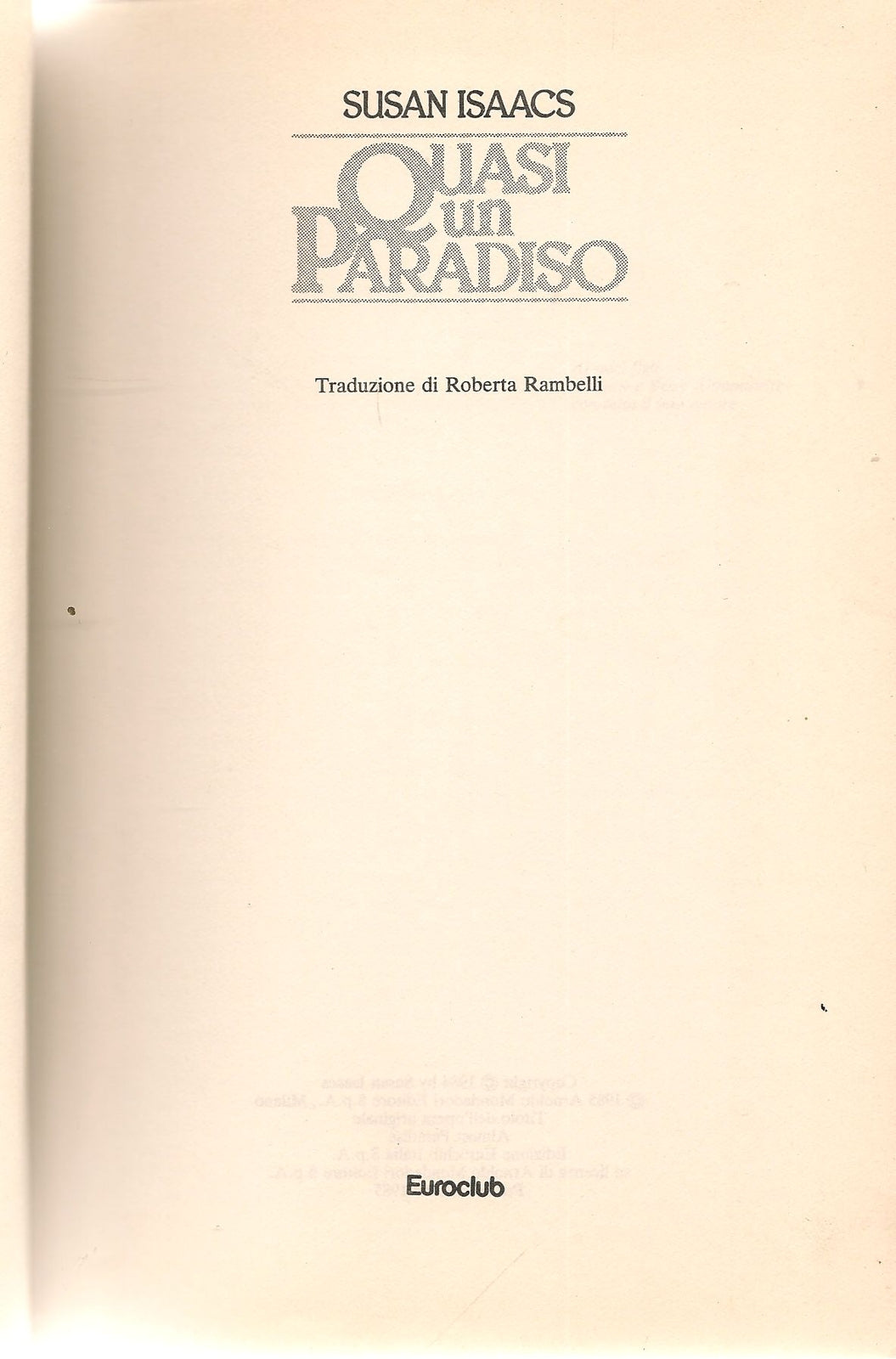 QUASI UN PARADISO - SUSAN ISAACS
