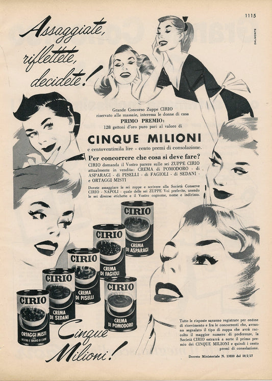 CIRIO. ASSAGGIATE RIFLETTETE DECIDETE - ADVERTISING