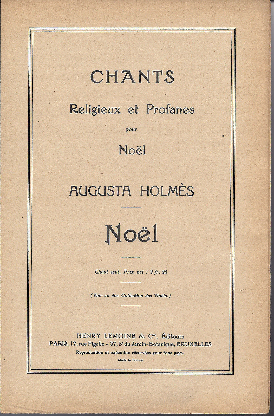 NOEL (paroles et musique de Augusta Holmès) # SPARTITO
