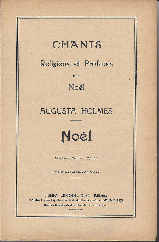 NOEL (paroles et musique de Augusta Holmès) # SPARTITO