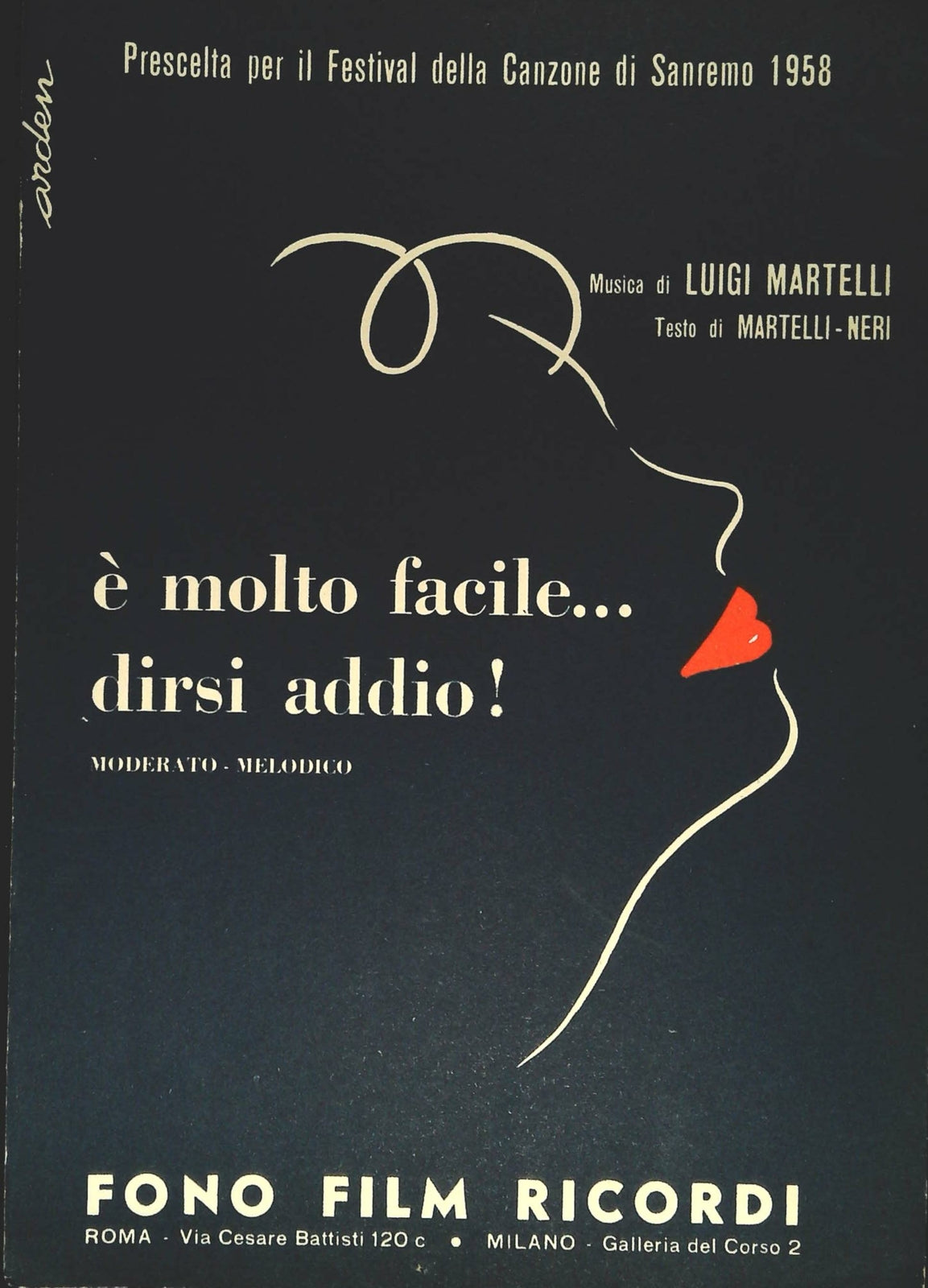 E' MOLTO FACILE DIRSI ADDIO - SPARTITO-SHEET MUSIC