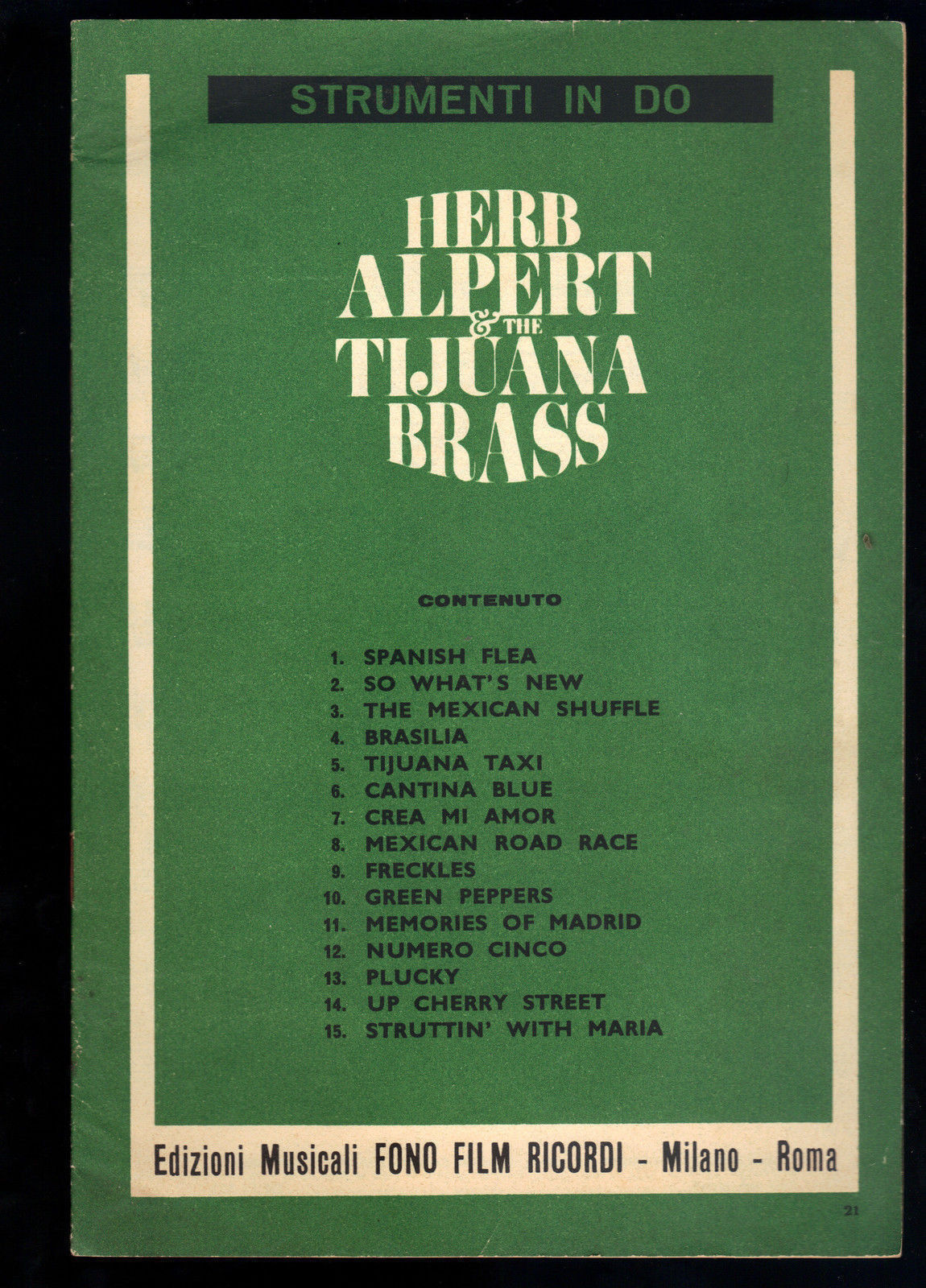 HERB ALPERT & THE TIJUANA BRASS - 15 BRANI # SPARTITO - Strumenti in DO
