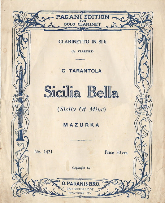 SICILIA BELLA (Sicily of mine) G. Tarantola # SPARTITO - Pagani Edition New York