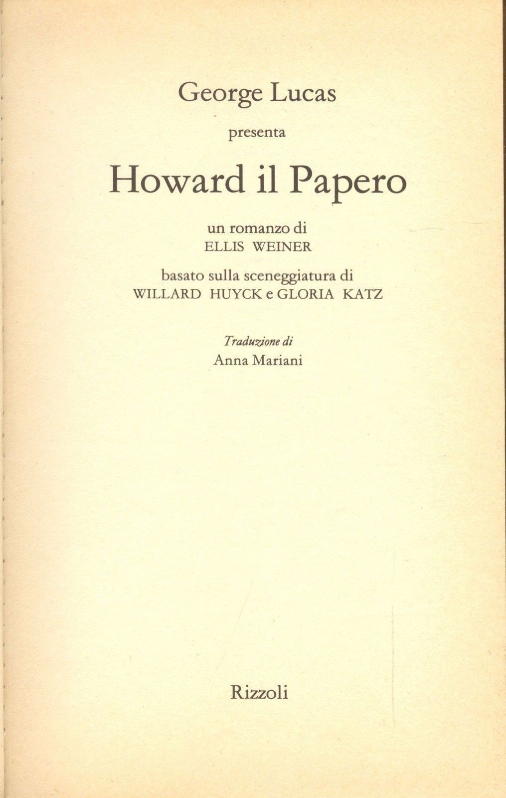 HOWARD IL PAPERO - ELLIS WEINER (1^ Edizione)