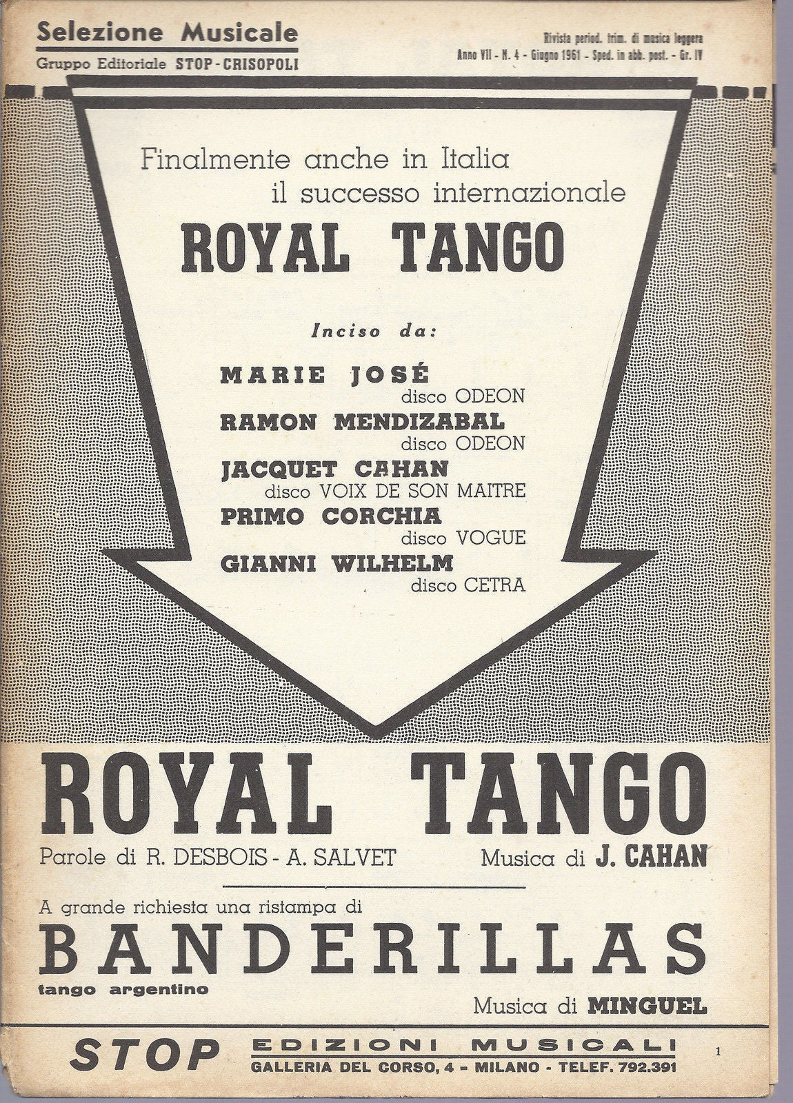 ROYAL TANGO  Debois, Salvet - Cahan -- BANDERILLAS  Minguel # SPARTITO