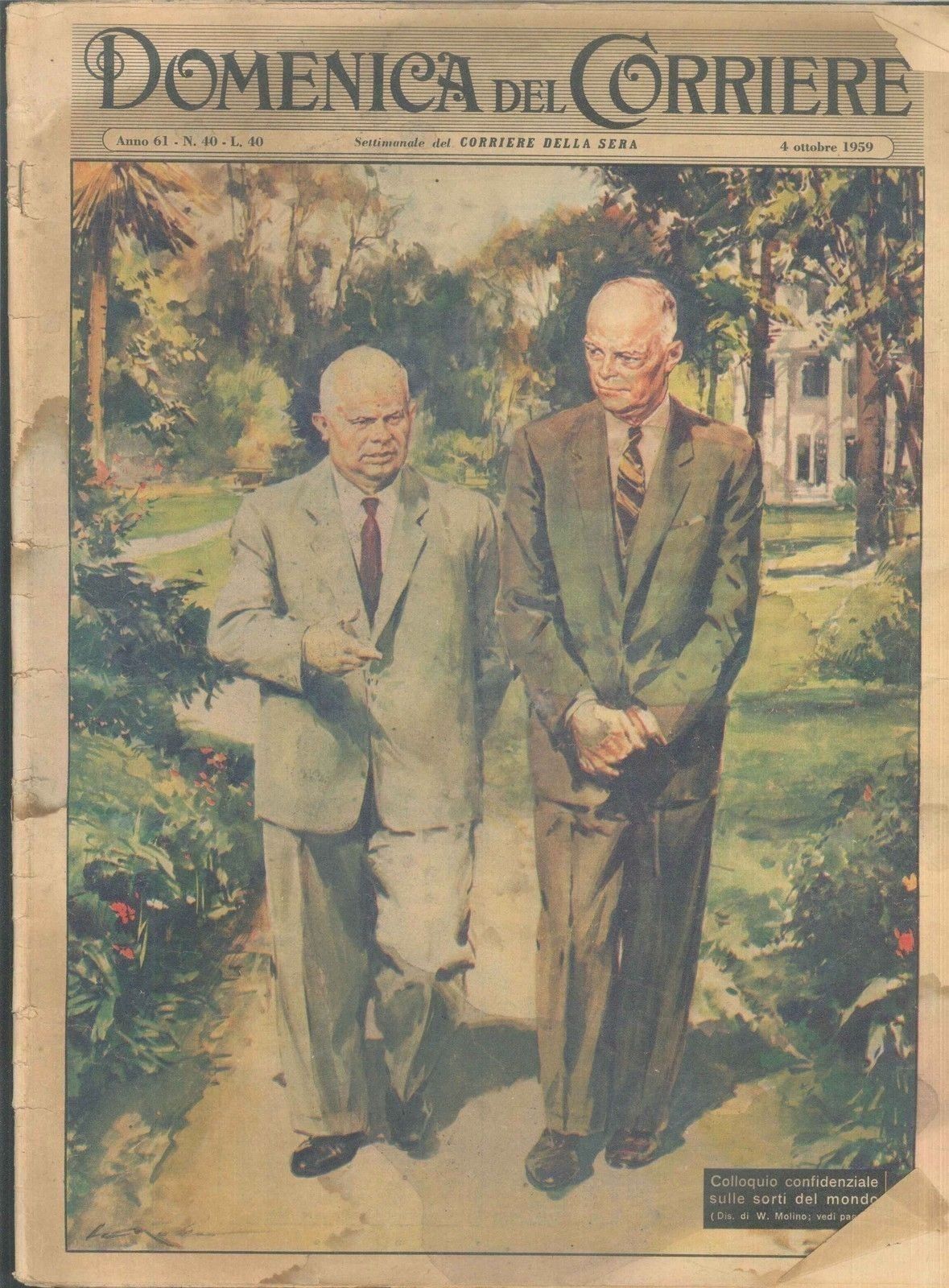 DOMENICA DEL CORRIERE N 40 - 4 OTTOBRE 1959 - ILL. WALTER MOLINO