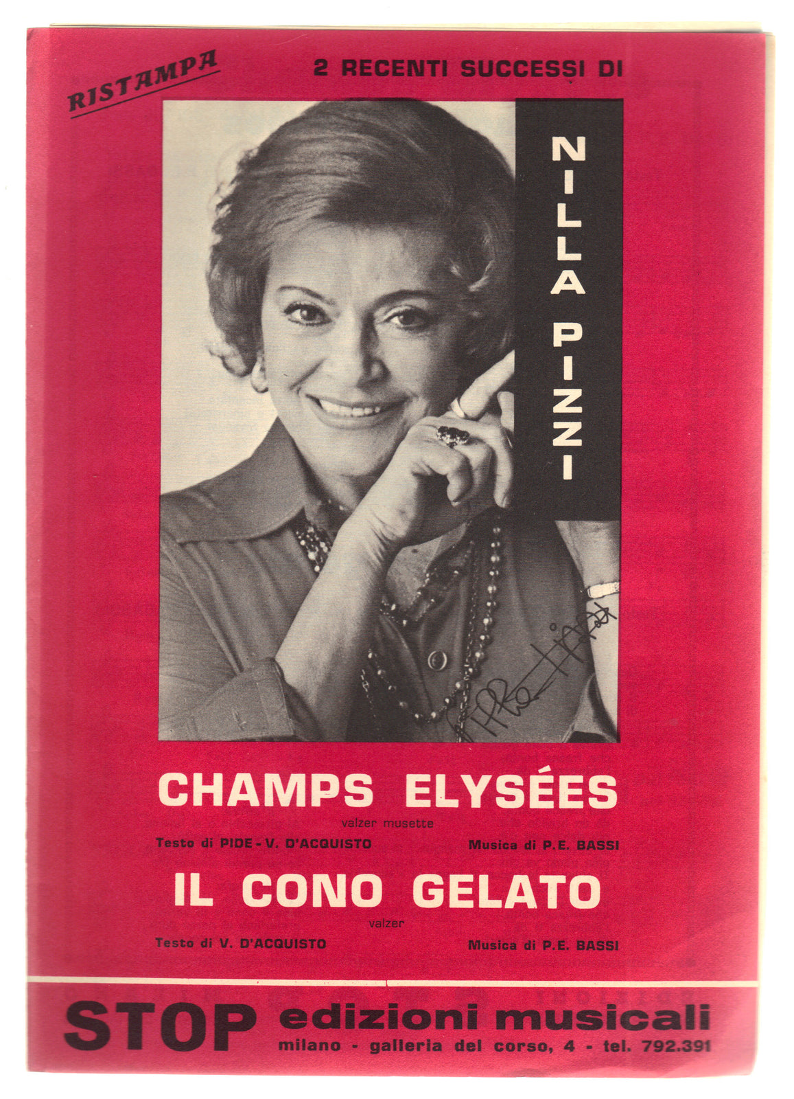CHAMPS ELYSEES - IL CONO GELATO   Nilla Pizzi -- SPARTITO