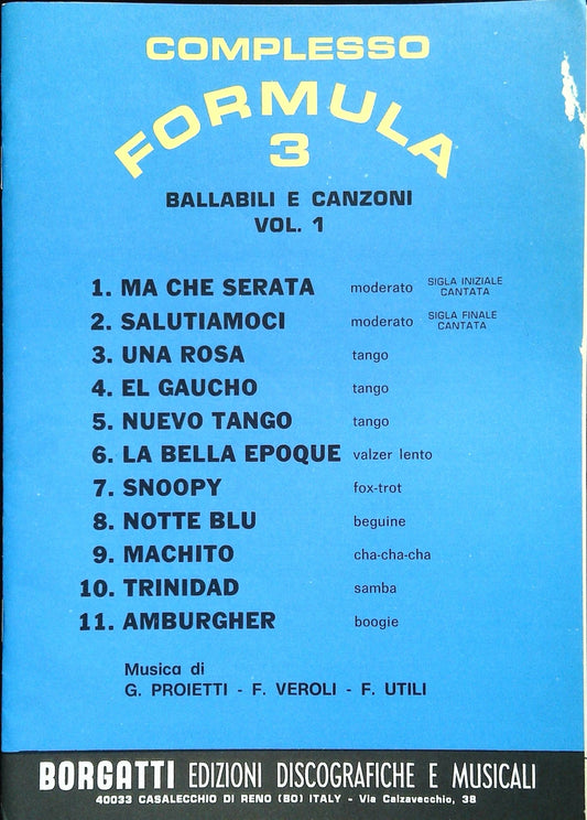 COMPLESSO FORMULA 3 - 11 BRANI- SPARTITO-SHEET MUSIC
