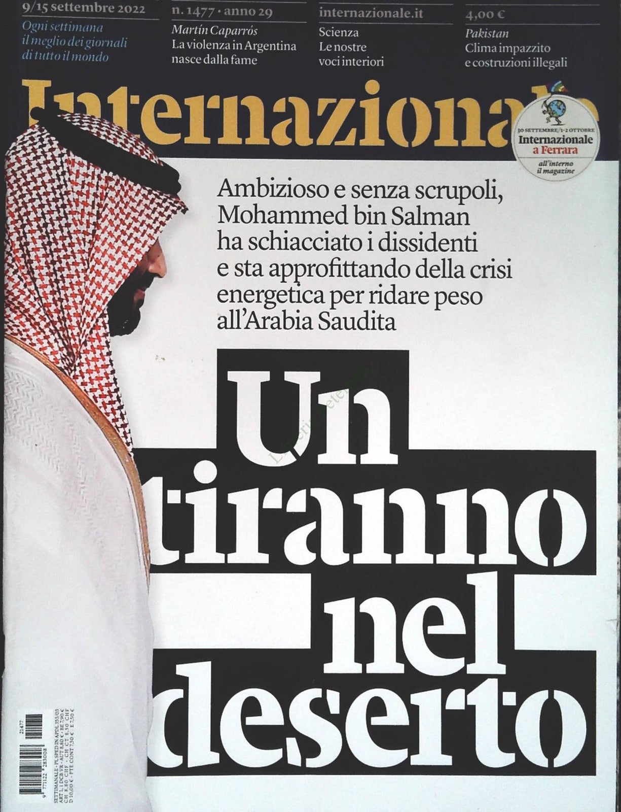 INTERNAZIONALE 9-15 SETTEMBRE 2022 - UN TIRANNO NEL DESERTO