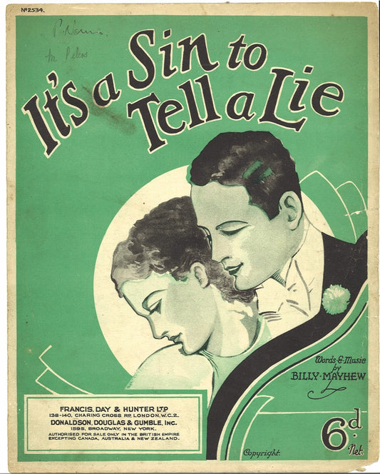 IT'S A SIN TO TELL A LIE - BILLY MAYHEW - SPARTITO-SHEET MUSIC