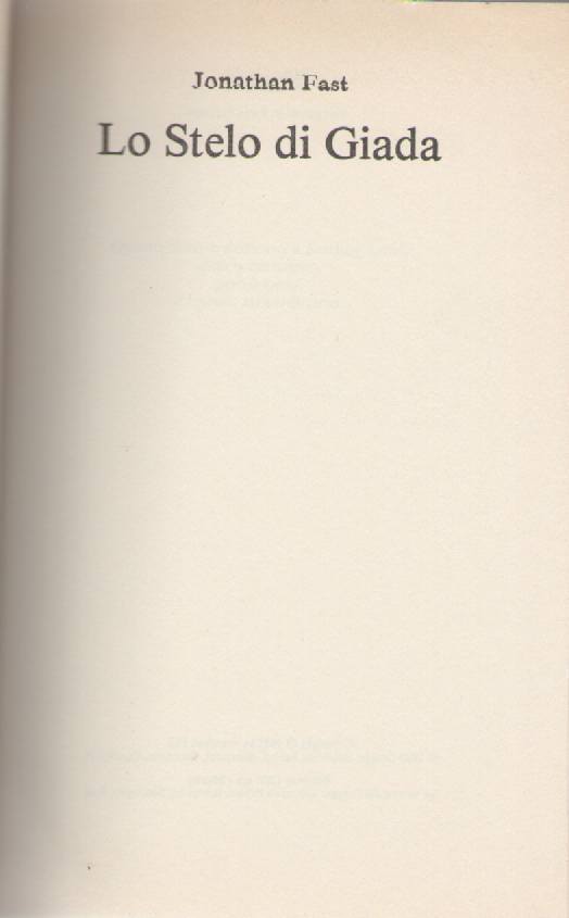 LO STELO DI GIADA - JONATHAN FAST - CDE 1990 - OUTLET DEL LIBRO