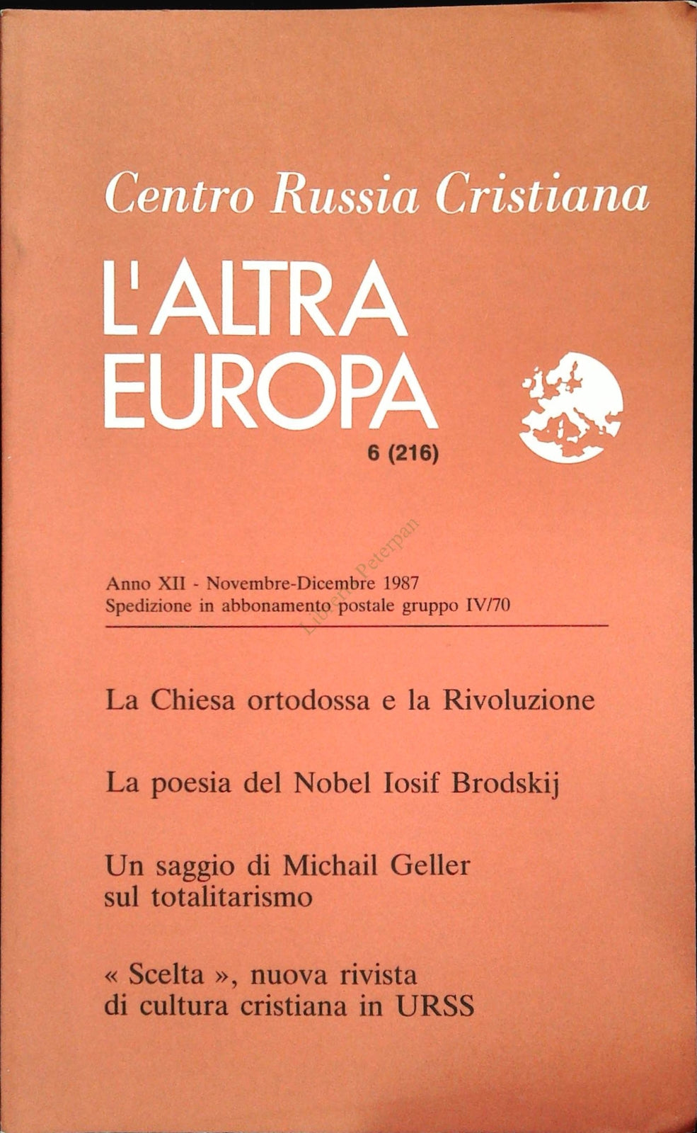 L'ALTRA EUROPA N. 216 - NOVEMBRE-DICEMBRE 1987