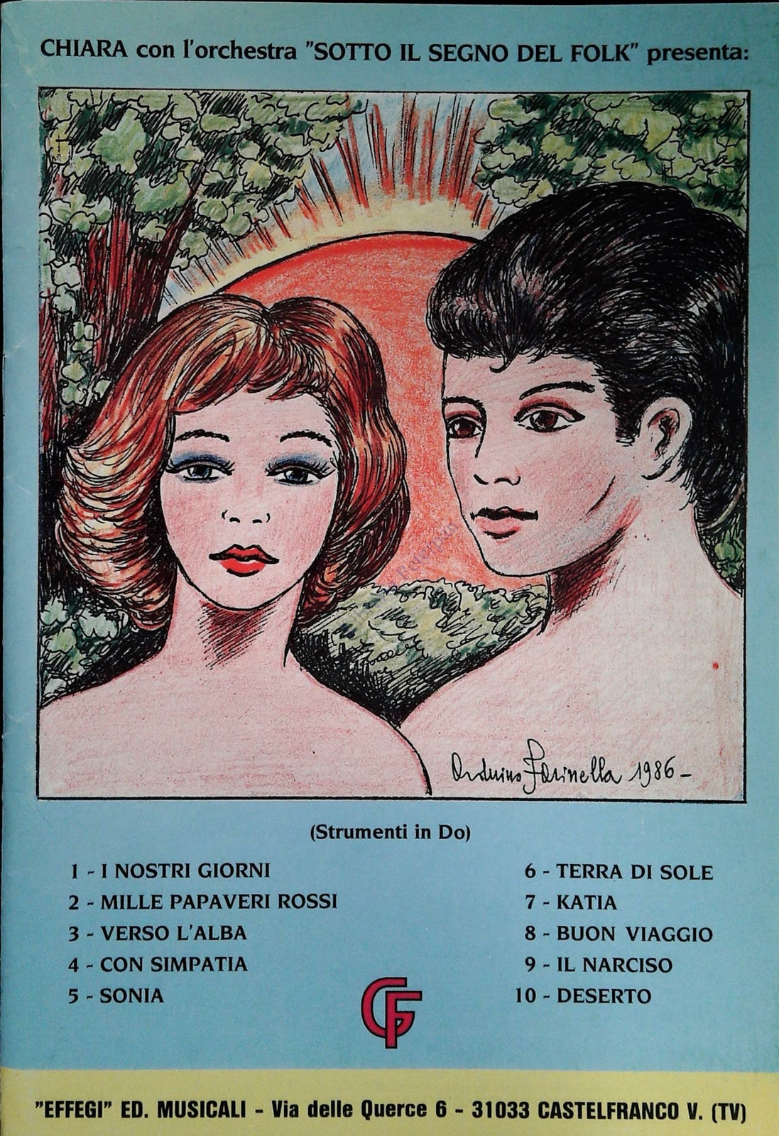 CHIARA CON L'ORCHESTRA SOTTO IL SEGNO DEL FOLK-10 BRANI - SPARTITO-SHEET MUSIC