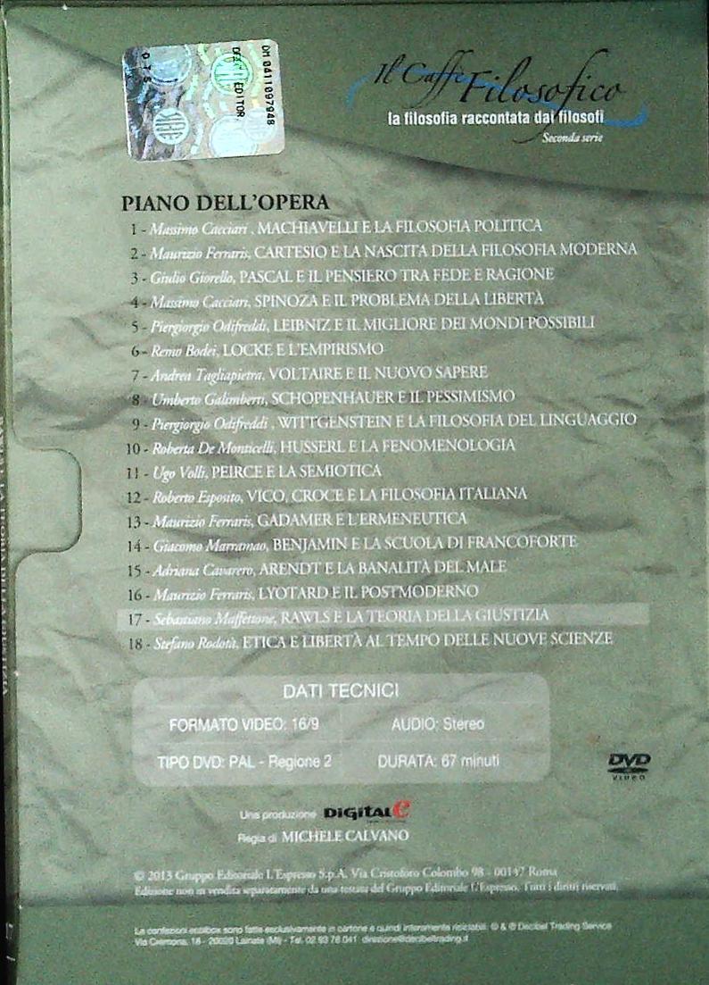 RAWLS E LA TEORIA DELLA GIUSTIZIA. IL CAFFE' FILOSOFICO N. 17 - DVD