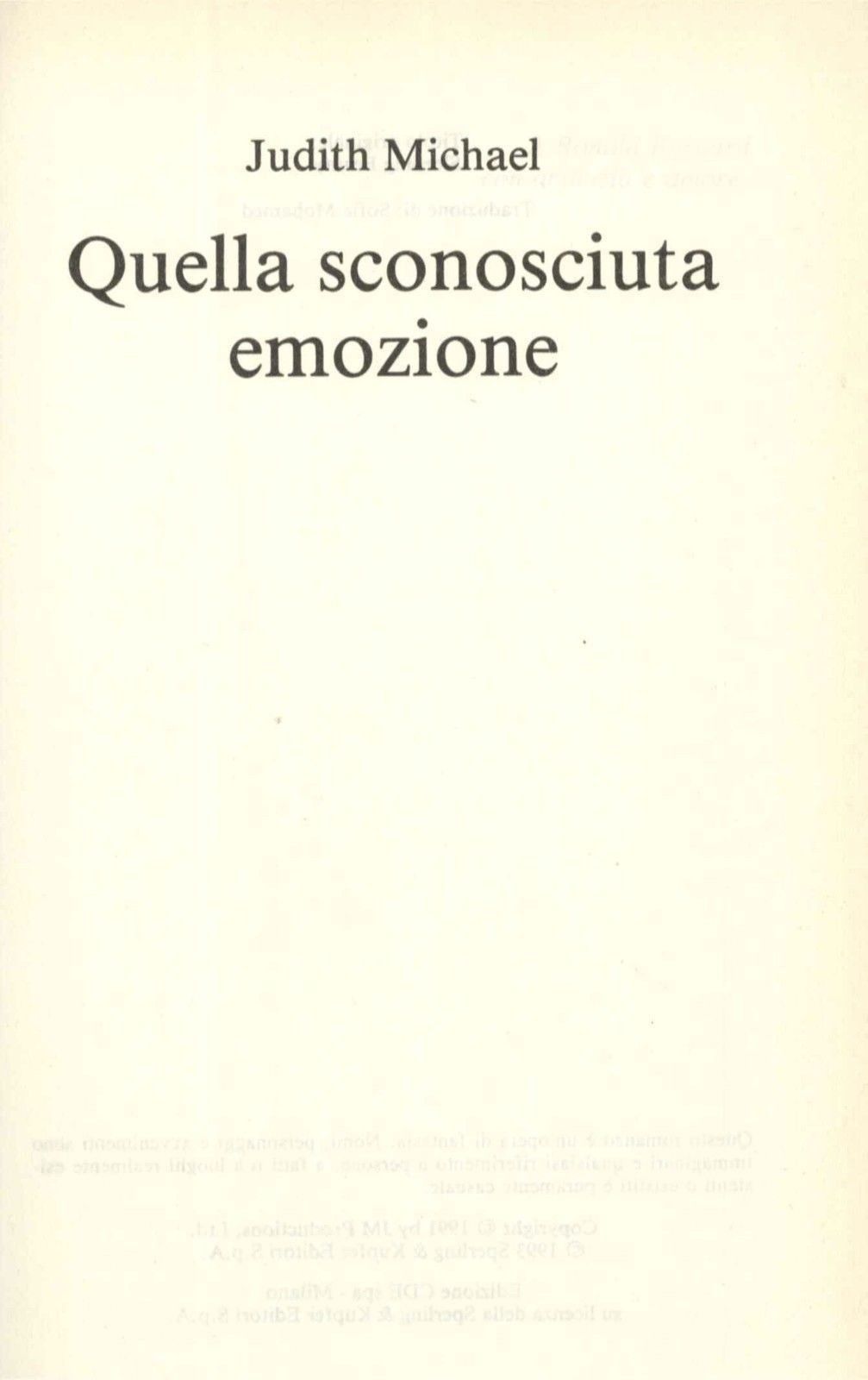QUELLA SCONOSCIUTA EMOZIONE - JUDITH MICHAEL