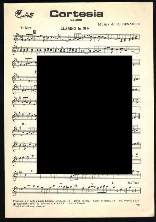 CORTESIA - ASTRONAVE   R. Besante -- SPARTITO - Clarino in SIb