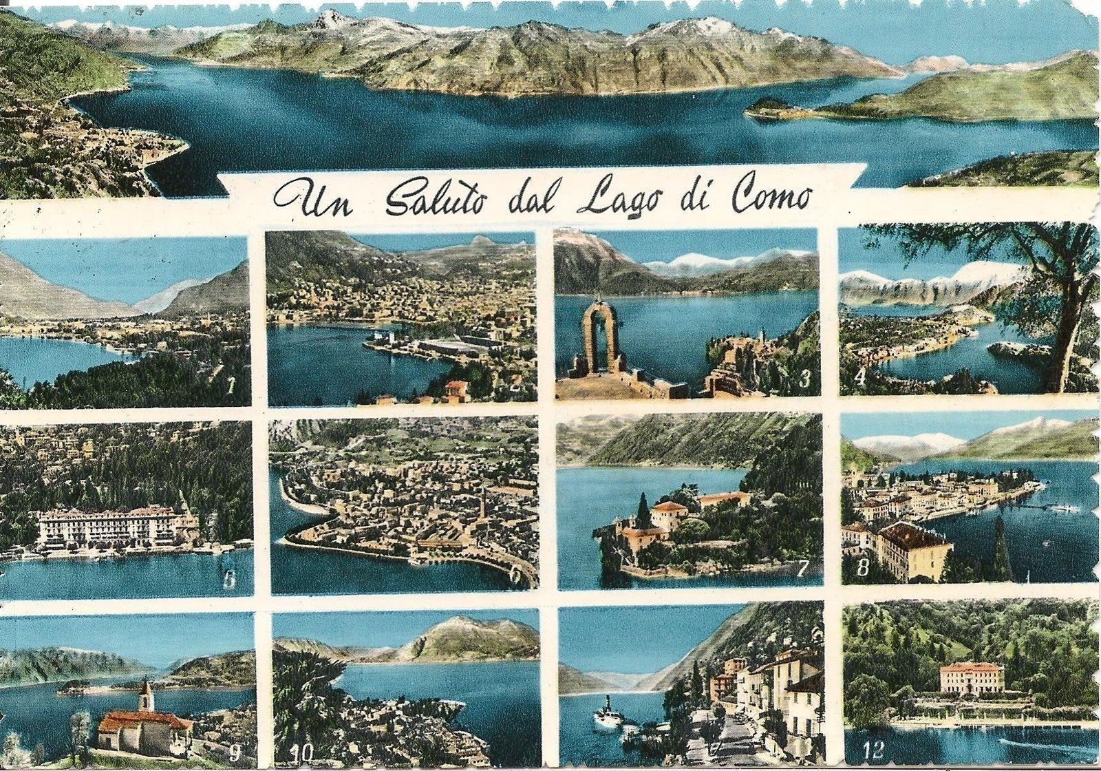 LAGO DI COMO - 13 VEDUTE - ACQUARELLATA - V1957