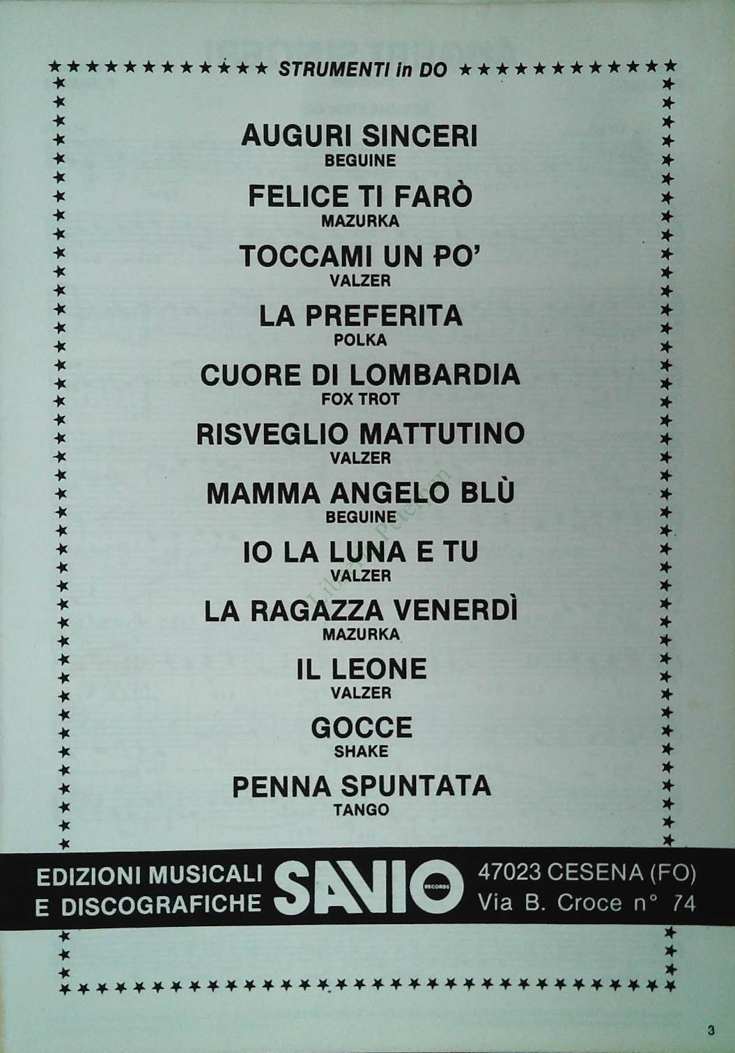 PRIMO FENOLI - 12 BRANI - SPARTITO - SHEET MUSIC