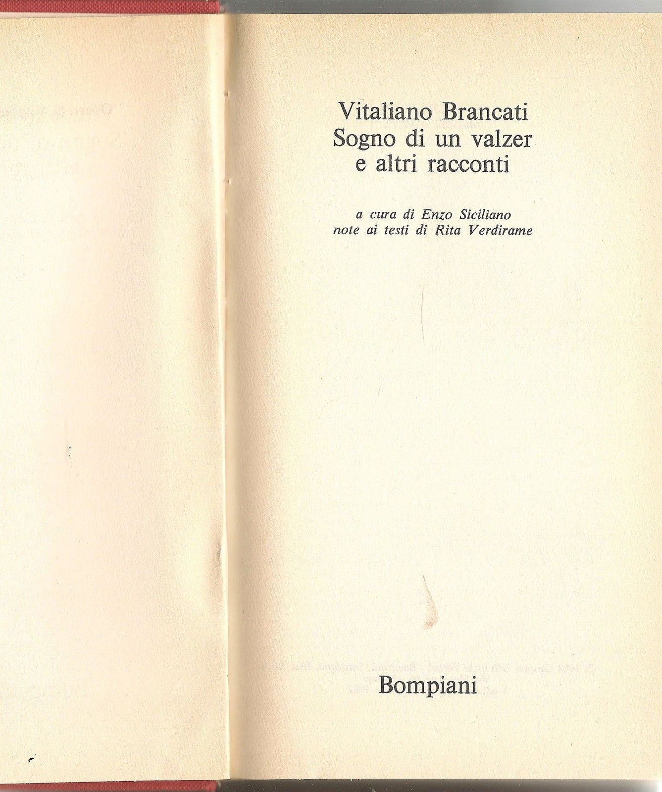 SOGNO DI UN VALZER E ALTRI RACCONTI - VITALIANO BRANCATI